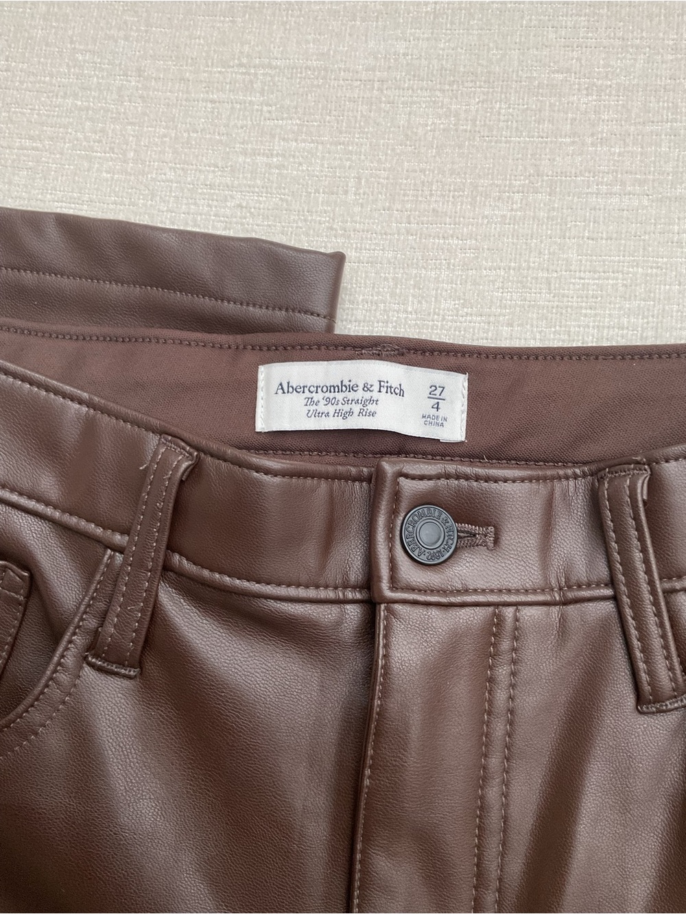Abercrombie & Fitch Brown Faux Leather High-Rise Skinny Pants - Picture 4 of 7